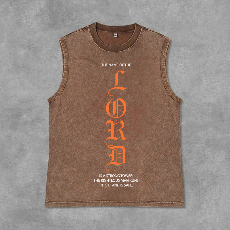 Christianartworkshop LORD Unisex Washed Tank Top - Brown - 2XL - image 3