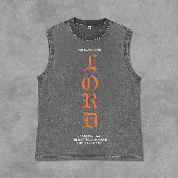 Christianartworkshop LORD Unisex Washed Tank Top - Grey - 2XL - image 0