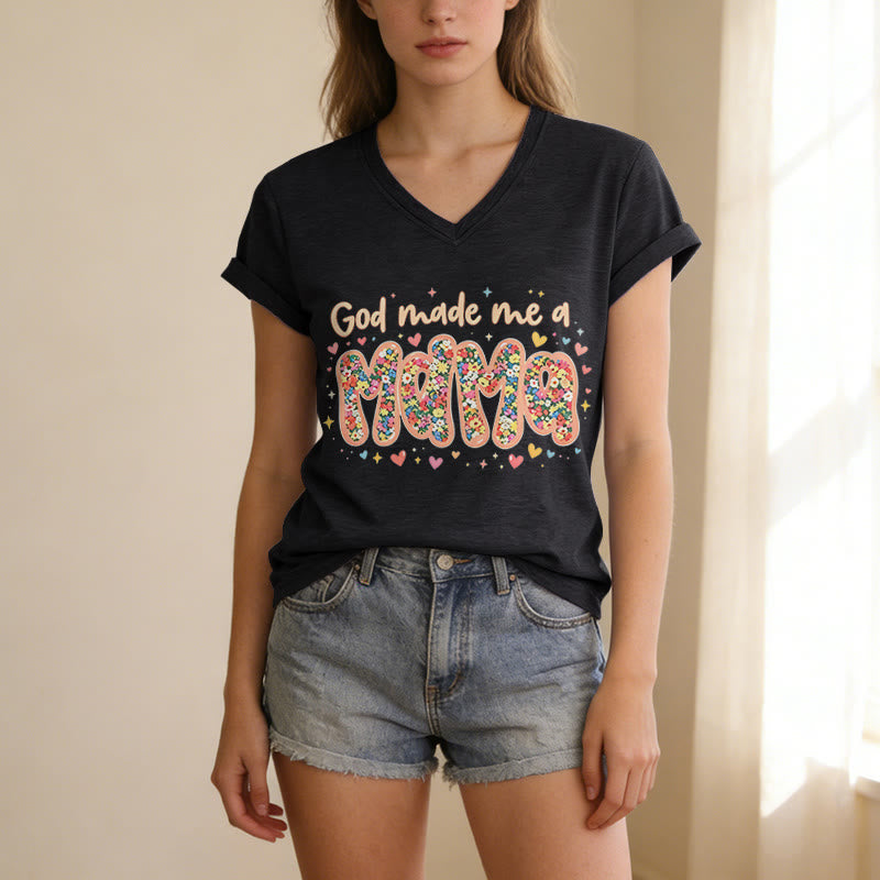 Christianartworkshop God Made Me A Mama Casual V-neck T-shirt - image 13