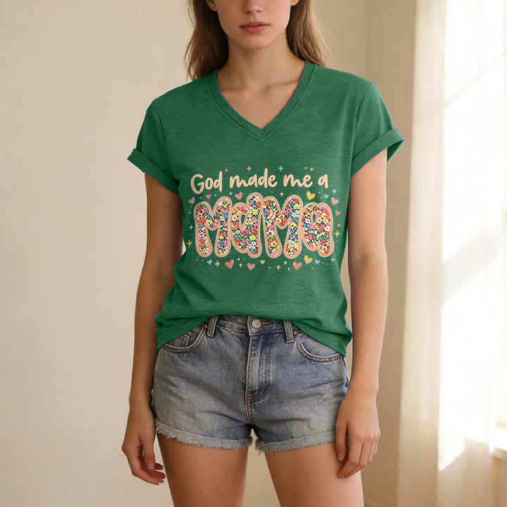 Christianartworkshop God Made Me A Mama Casual V-neck T-shirt - image 15