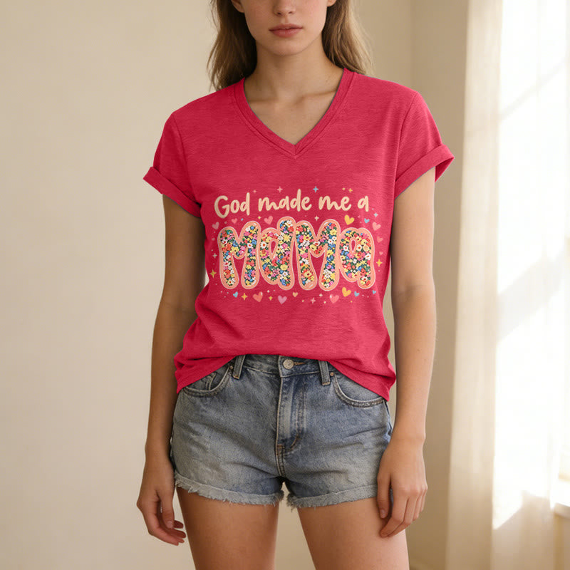 Christianartworkshop God Made Me A Mama Casual V-neck T-shirt - image 23