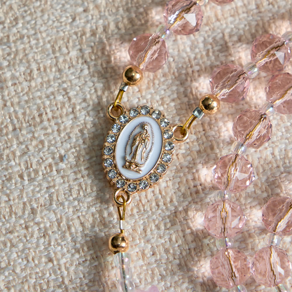 Christianartworkshop Lily of the Valley Devotion Rosary with Our Lady Accents & Pink Beads - image 6