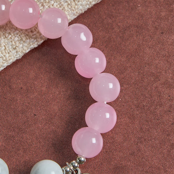 Christianartworkshop Natural Howlite Stone St. Michael Bracelet: Light Blue & PInk Dual Spiritual Protection - image 7