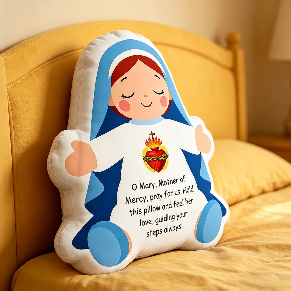 Christianartworkshop Sacred Heart Our Lady Character Shaped Pillow: A Token Of Merciful Love & Spiritual Guidance - image 1