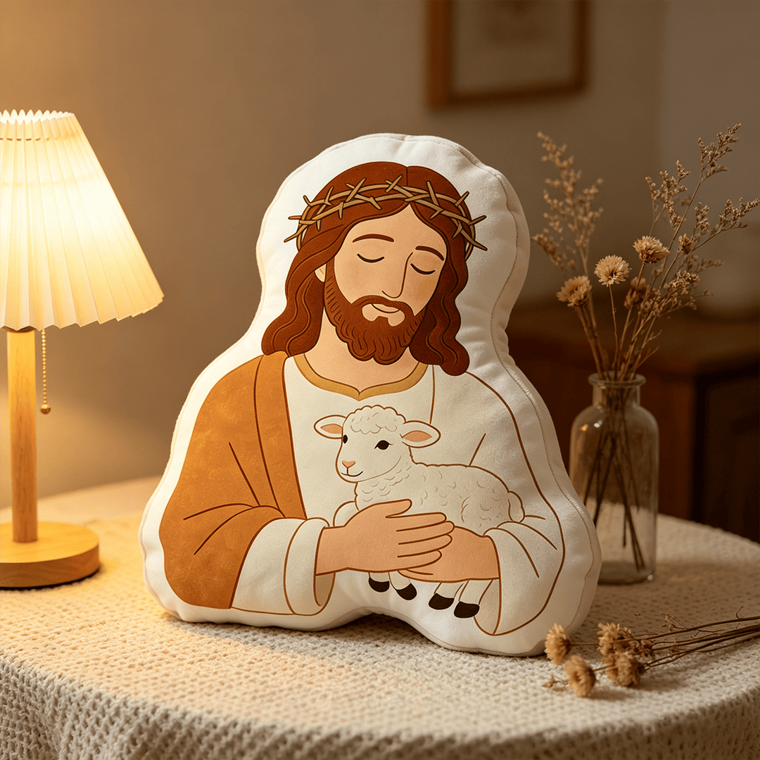 Christianartworkshop Good Shepherd Crown Of Thorns Character Pillow: Symbol Of Tender Care & Loving Guidance - image 4