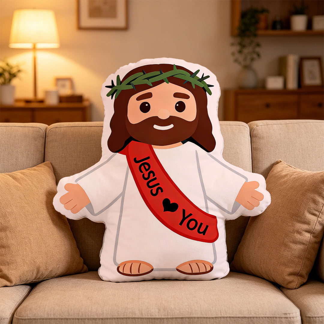 Christianartworkshop Crown Of Thorns Jesus Open Arms Pillow: Warm Reminder Of Endless Loving Care - 24" (60cm) - image 0