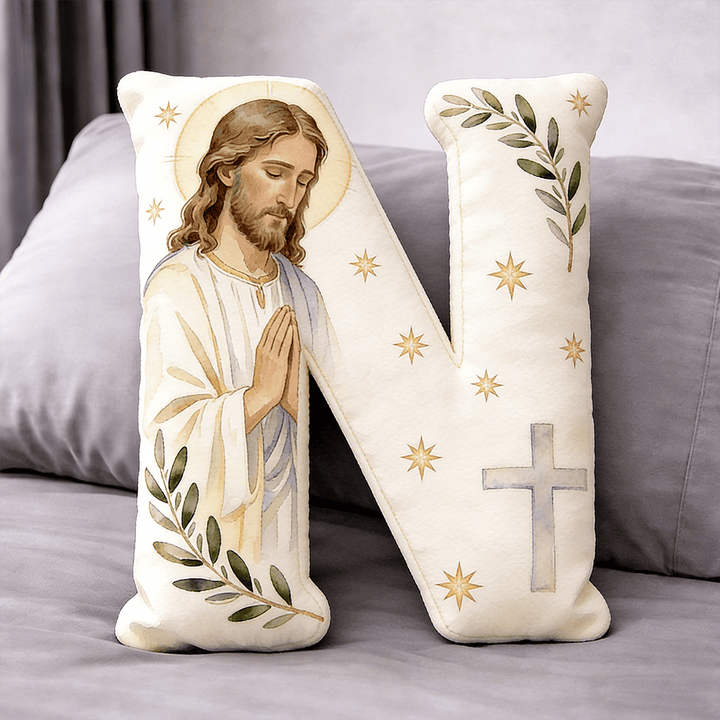 Christianartworkshop Letter Shaped Praying Jesus Cross Pillow: Emblem Of Devout Prayer And Timeless Faith - 24" (60cm) - N - image 13