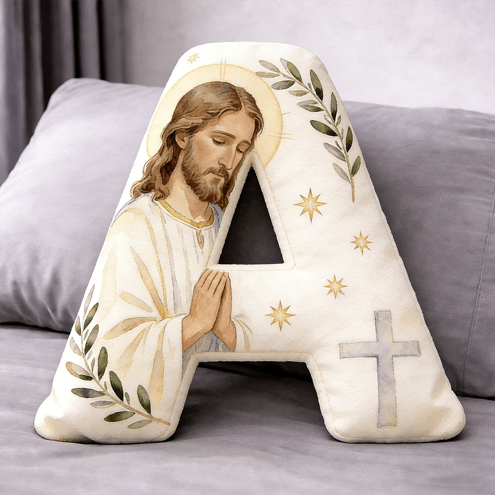 Christianartworkshop Letter Shaped Praying Jesus Cross Pillow: Emblem Of Devout Prayer And Timeless Faith - 24" (60cm) - A - image 1