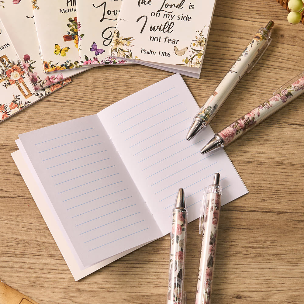 Christianartworkshop Floral Cross Motivational Pens & Bible Verse Notebooks Gift Set - image 1