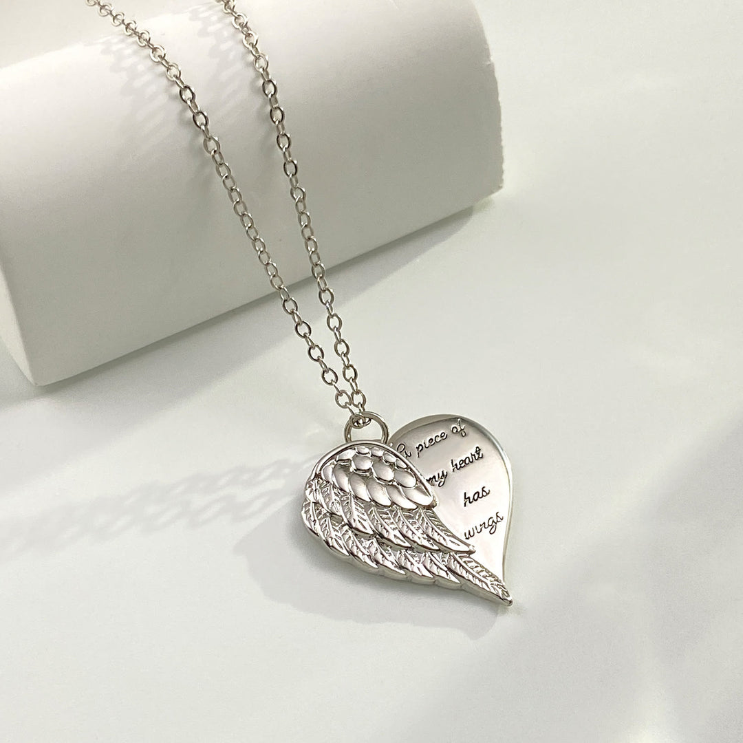 Christianartworkshop Half Heart Angel Wing Memorial Necklace: A Piece Of My Heart Has Wings Faith Pendant Jewelry - image 4