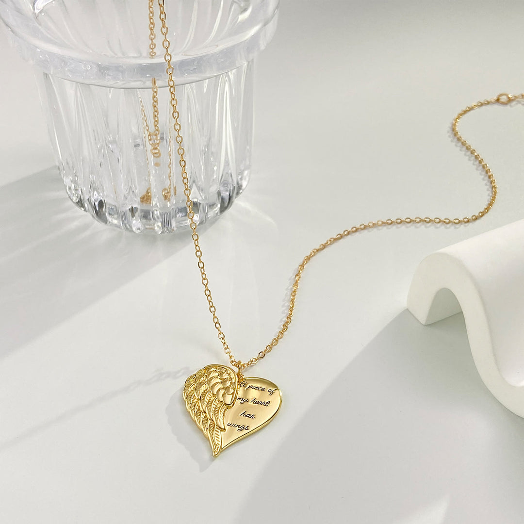 Christianartworkshop Half Heart Angel Wing Memorial Necklace: A Piece Of My Heart Has Wings Faith Pendant Jewelry - image 6