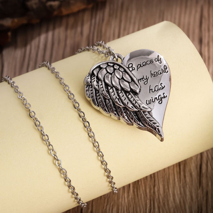 Christianartworkshop Half Heart Angel Wing Memorial Necklace: A Piece Of My Heart Has Wings Faith Pendant Jewelry - image 3