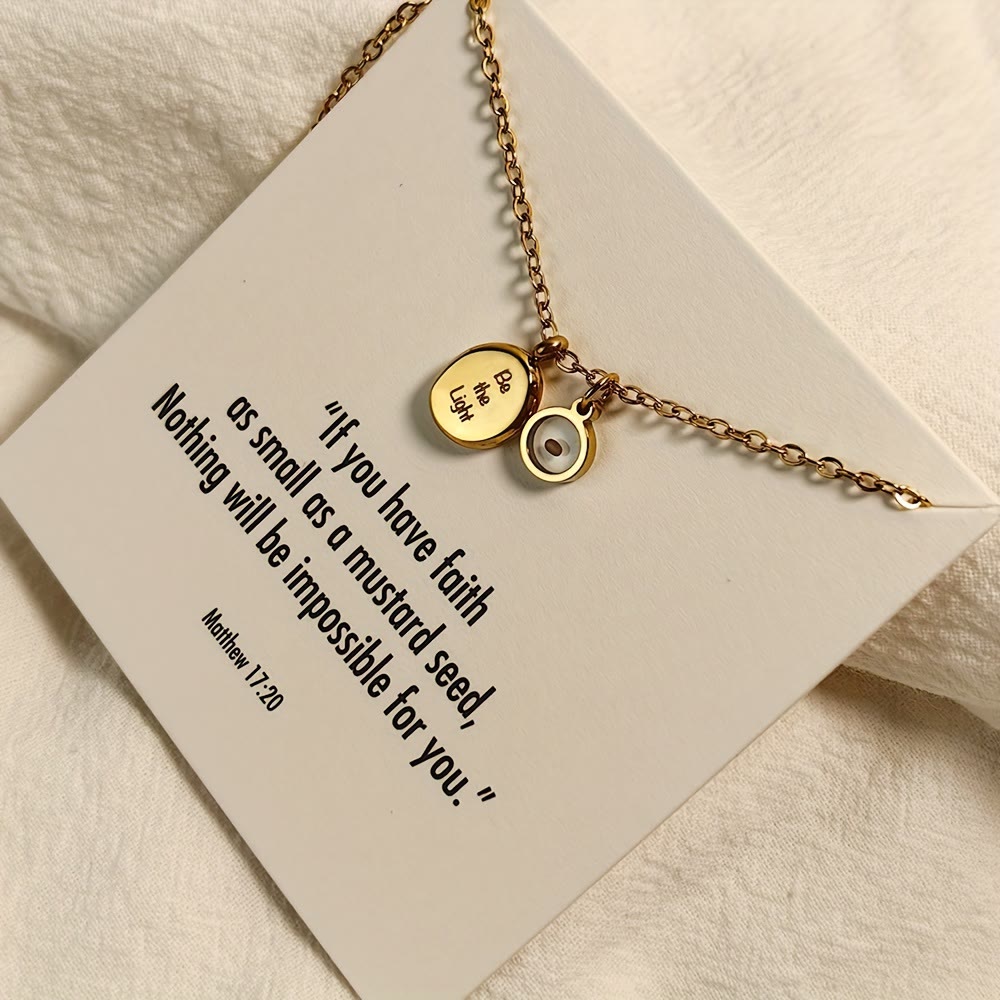 Christianartworkshop Mustard Seed Be The Light Scripture Necklace: Matthew 17:20 Faith Inspirational Pendant Jewelry - image 2