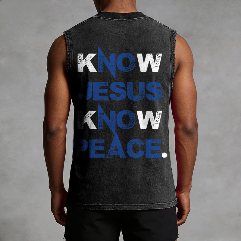Christianartworkshop Know Jesus Know Peace Unisex Washed Tank Top - image 10