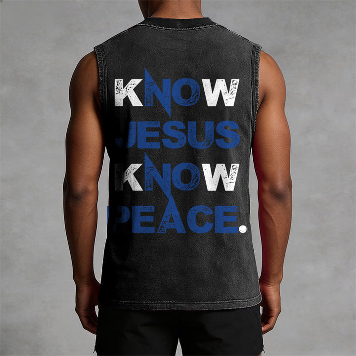 Christianartworkshop Know Jesus Know Peace Unisex Washed Tank Top - image 10