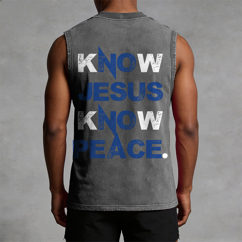 Christianartworkshop Know Jesus Know Peace Unisex Washed Tank Top - image 1