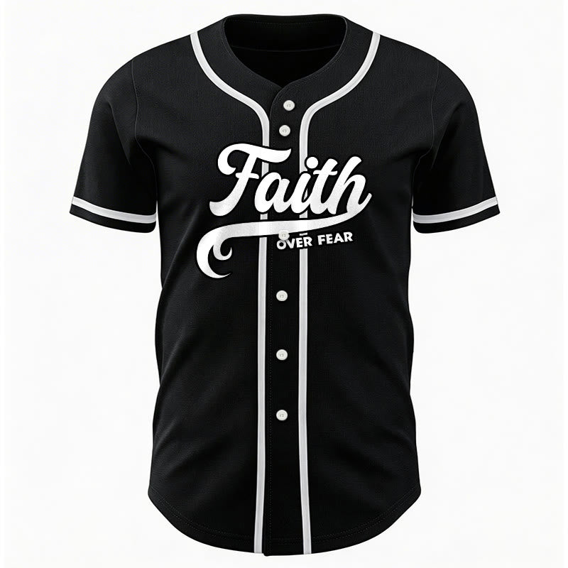 Christianartworkshop Faith Over Fear Custom Name Number Unisex Baseball Jersey - image 6