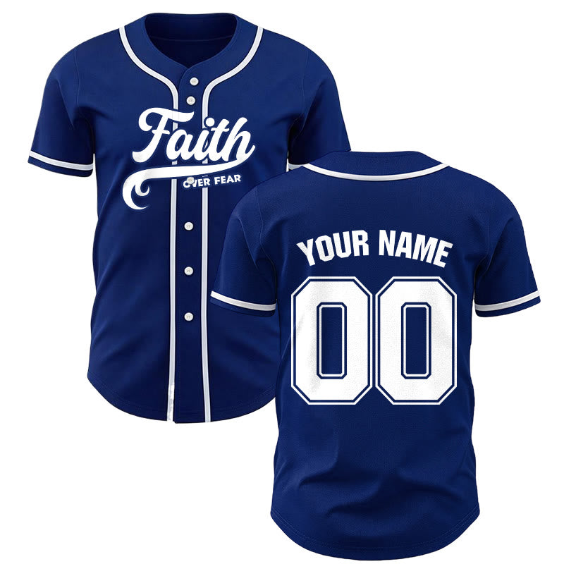 Christianartworkshop Faith Over Fear Custom Name Number Unisex Baseball Jersey - Navy Blue - 5XL - Name & Number Customized - image 8