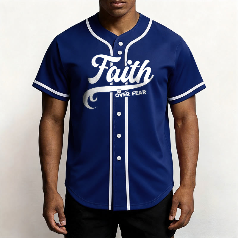 Christianartworkshop Faith Over Fear Custom Name Number Unisex Baseball Jersey - image 9