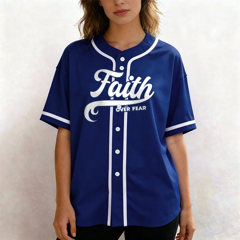 Christianartworkshop Faith Over Fear Custom Name Number Unisex Baseball Jersey - image 11