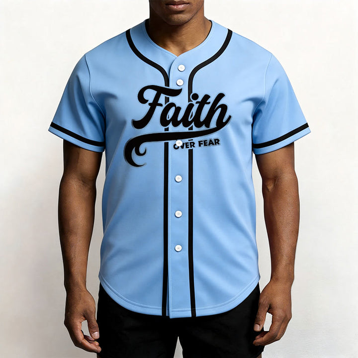 Christianartworkshop Faith Over Fear Custom Name Number Unisex Baseball Jersey - image 37