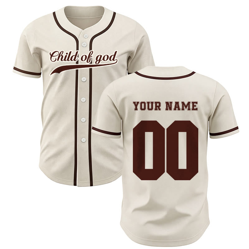 Christianartworkshop Child Of God Custom Name Number Unisex Baseball Jersey - Apricot - 5XL - Name & Number Customized - image 1
