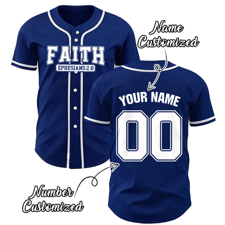 Christianartworkshop Faith Ephesians 2:8 Custom Name Number Baseball Jersey - image 0