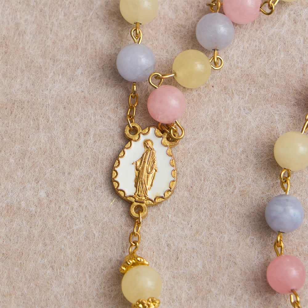 Christianartworkshop Pastel Morganite Beads Rosary with Sparkling Crucifix & Our Lady - image 7