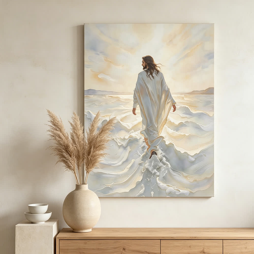 Christianartworkshop Christian Artwork Jesus Walking on Water Wall Art Prints: Faith & Divine Guidance - image 1