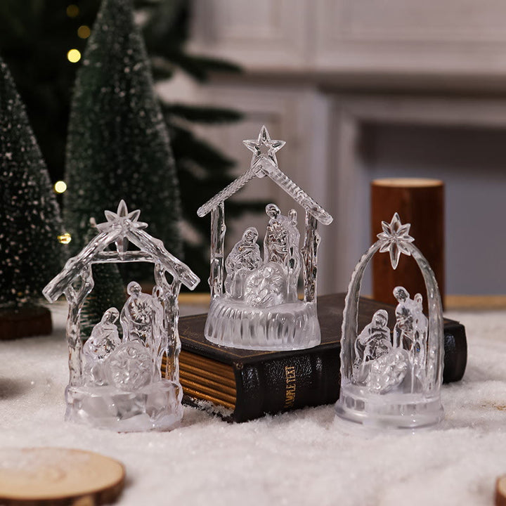 Christianartworkshop Transparent Lighted Holy Family Nativity Figurine: Luminous Symbol of Divine Light & Sacred Birth - image 3