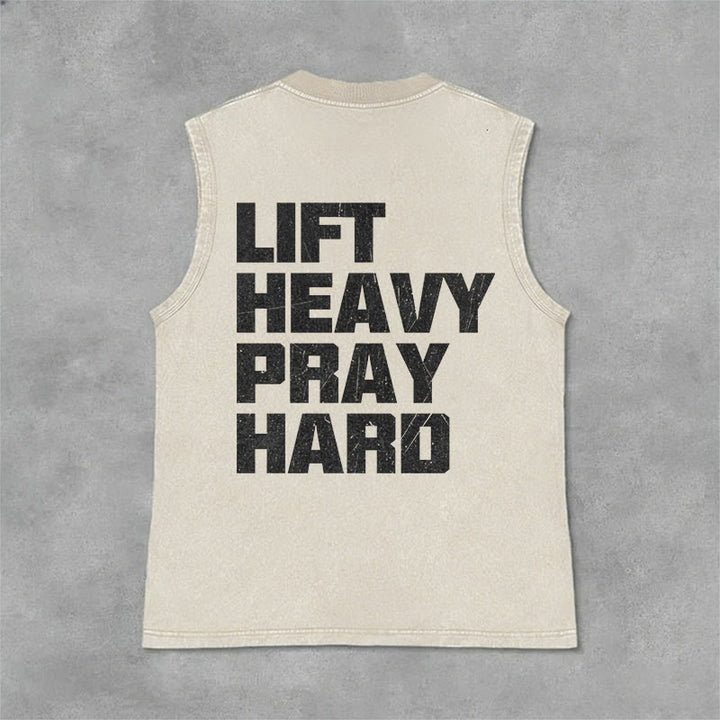 Christianartworkshop Lift Heavy Pray Hard Unisex Washed Tank Top - image 26