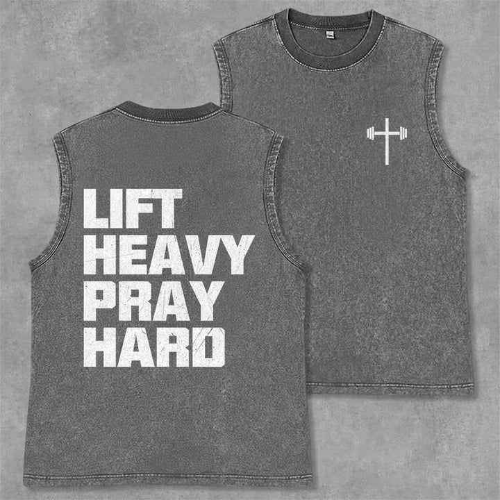 Christianartworkshop Lift Heavy Pray Hard Unisex Washed Tank Top - Grey - 2XL - image 15