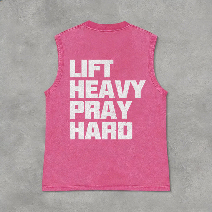 Christianartworkshop Lift Heavy Pray Hard Unisex Washed Tank Top - image 33