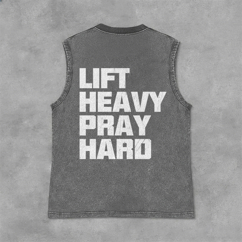 Christianartworkshop Lift Heavy Pray Hard Unisex Washed Tank Top - image 19