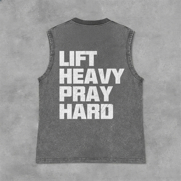 Christianartworkshop Lift Heavy Pray Hard Unisex Washed Tank Top - image 19