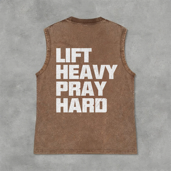 Christianartworkshop Lift Heavy Pray Hard Unisex Washed Tank Top - image 12
