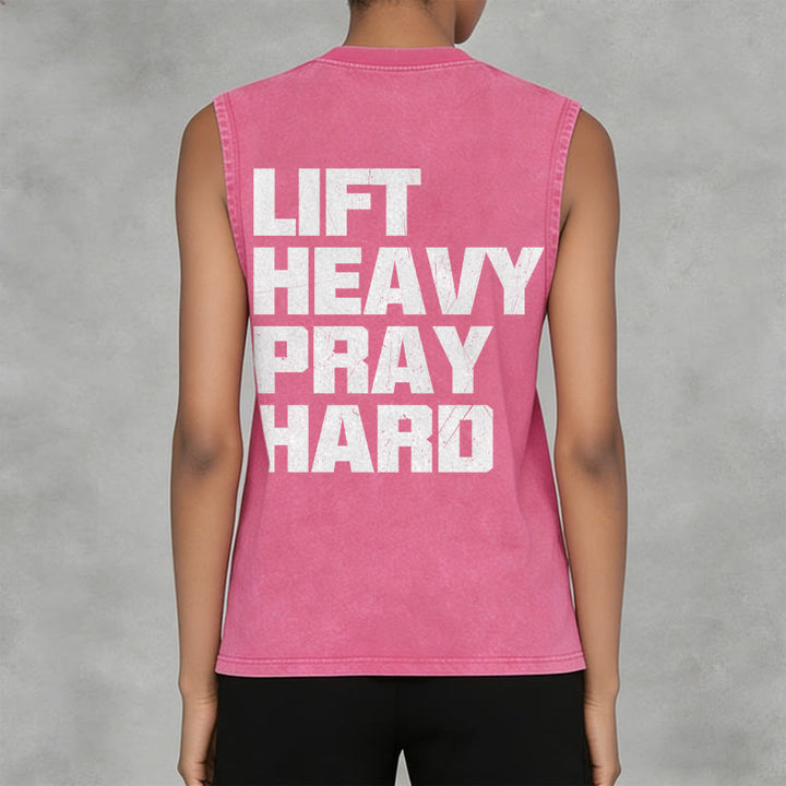 Christianartworkshop Lift Heavy Pray Hard Unisex Washed Tank Top - image 35