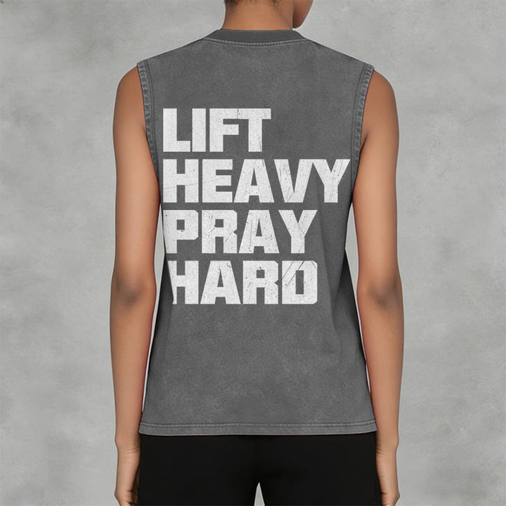 Christianartworkshop Lift Heavy Pray Hard Unisex Washed Tank Top - image 21