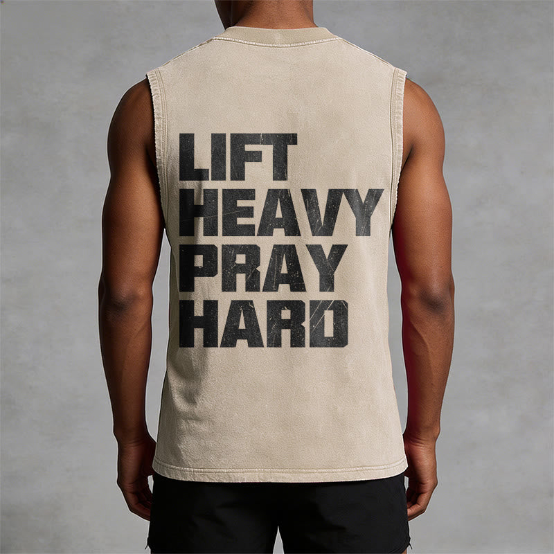 Christianartworkshop Lift Heavy Pray Hard Unisex Washed Tank Top - image 27