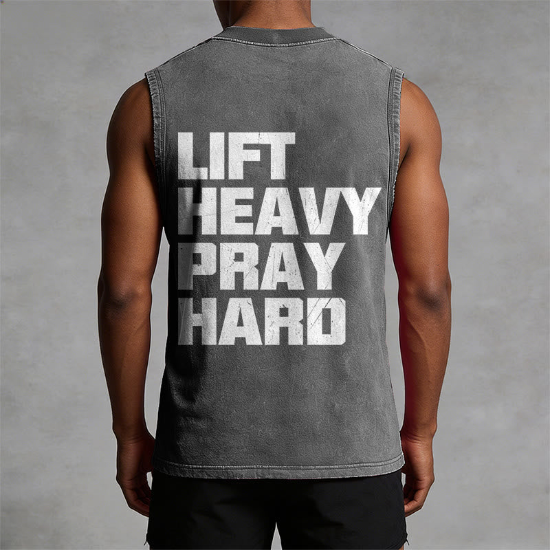 Christianartworkshop Lift Heavy Pray Hard Unisex Washed Tank Top - image 20