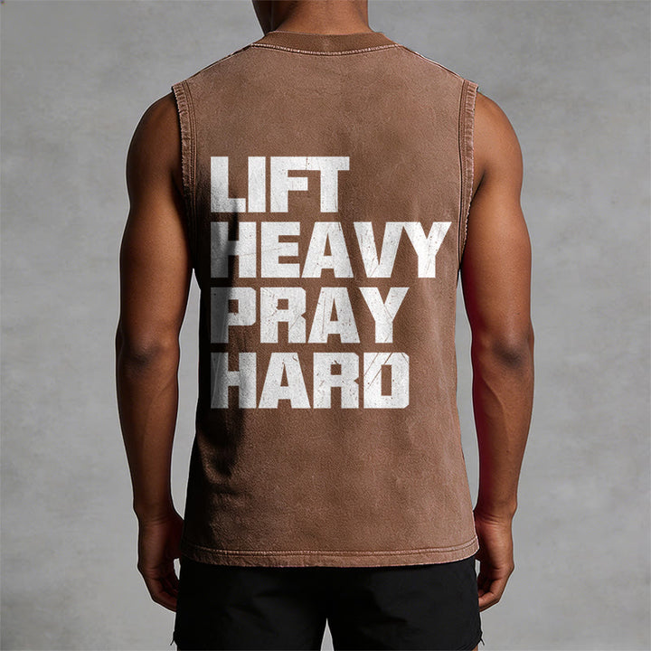 Christianartworkshop Lift Heavy Pray Hard Unisex Washed Tank Top - image 13