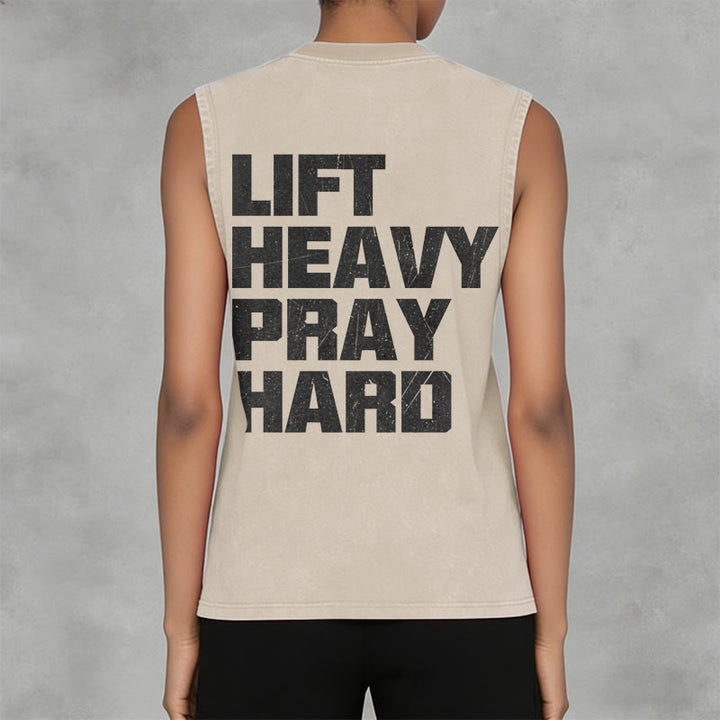 Christianartworkshop Lift Heavy Pray Hard Unisex Washed Tank Top - image 28
