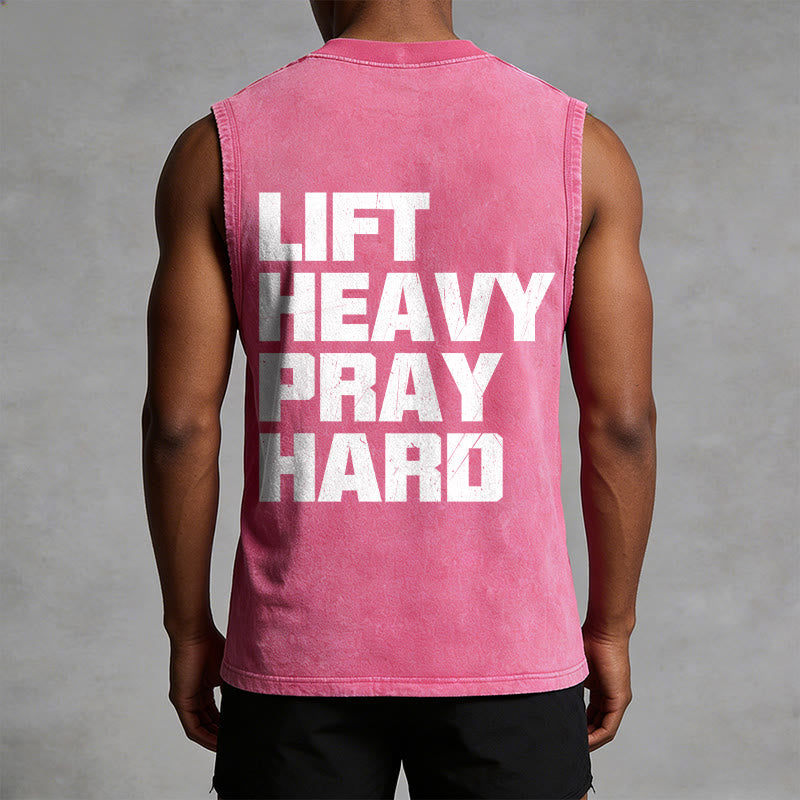 Christianartworkshop Lift Heavy Pray Hard Unisex Washed Tank Top - image 34