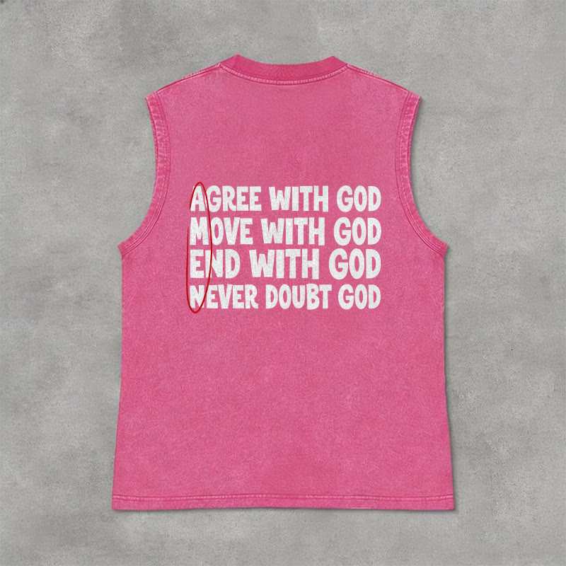 Christianartworkshop Agree Move End With God Faith Washed Tank Top - Pink - 2XL - image 12