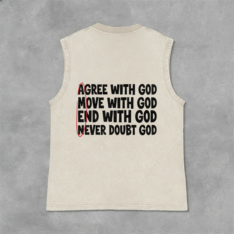 Christianartworkshop Agree Move End With God Faith Washed Tank Top - Beige - 2XL - image 0