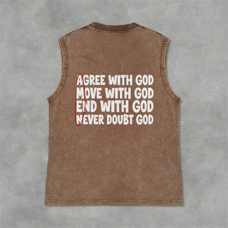 Christianartworkshop Agree Move End With God Faith Washed Tank Top - Brown - 2XL - image 3