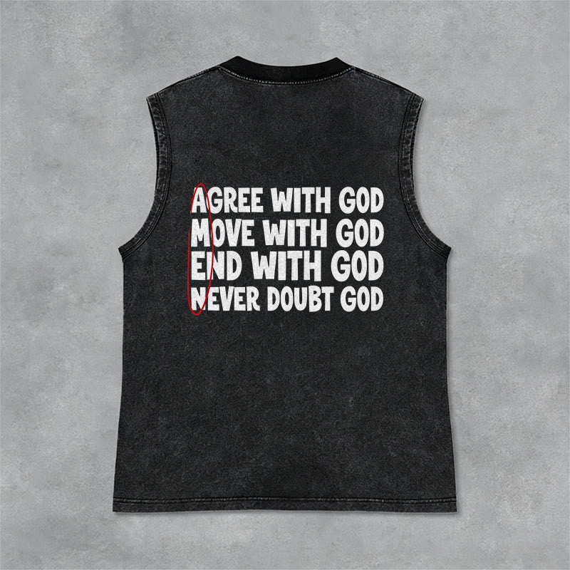 Christianartworkshop Agree Move End With God Faith Washed Tank Top - Black - 2XL - image 9