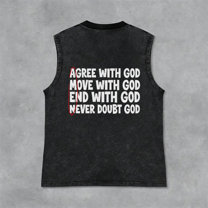 Christianartworkshop Agree Move End With God Faith Washed Tank Top - Black - 2XL - image 9
