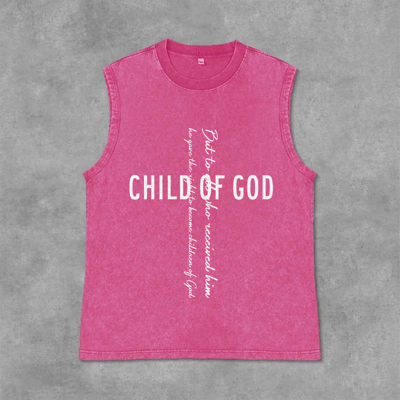 Christianartworkshop Child Of God Scripture Unisex Washed Tank Top - Pink - 2XL - image 12
