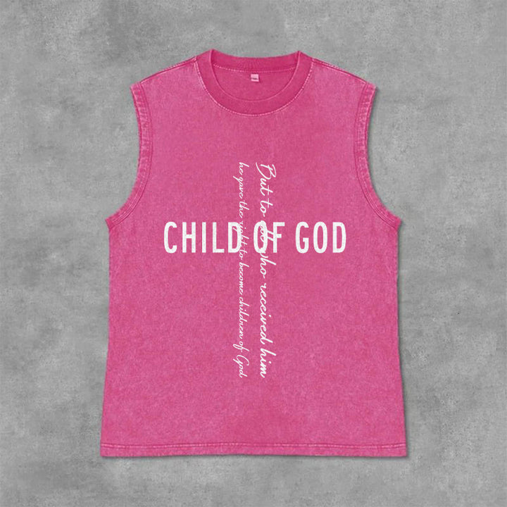Christianartworkshop Child Of God Scripture Unisex Washed Tank Top - Pink - 2XL - image 12